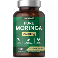 Organic Moringa Oleifera Capsules - 2400mg Equivalent per Capsule, 120 Caps