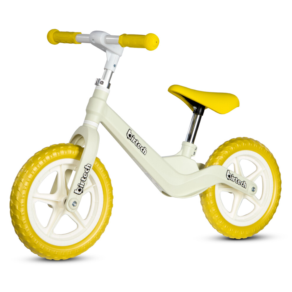 (yellow) 12"Balance Bike for Kids, Lightweight No Pedal Walking Balance Bike with Nylon Frame and Flat-Free Tires, Adjustable Training Bike for Age 2-