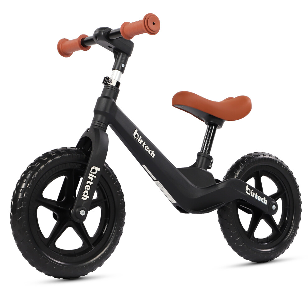 (black) 12"Balance Bike for Kids, Lightweight No Pedal Walking Balance Bike with Nylon Frame and Flat-Free Tires, Adjustable Training Bike for Age 2-t