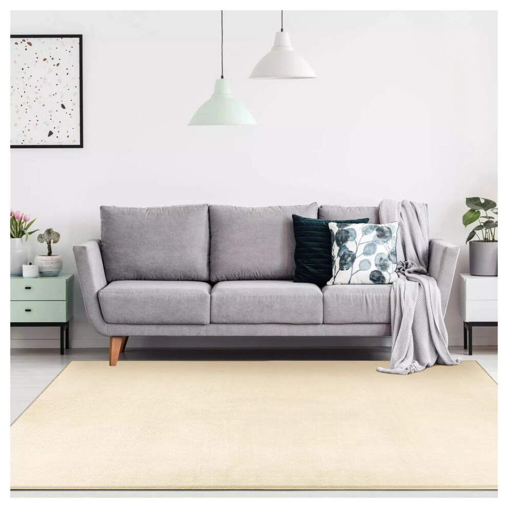 (60 cm x 110 cm (2ft x 3ft 7")- Door Mat/Bath Mat, Cream) Modern Fluffy Rugs Living Dining Room Bedroom Large Shaggy Rug Luxury Floor Carpet Runner Mat