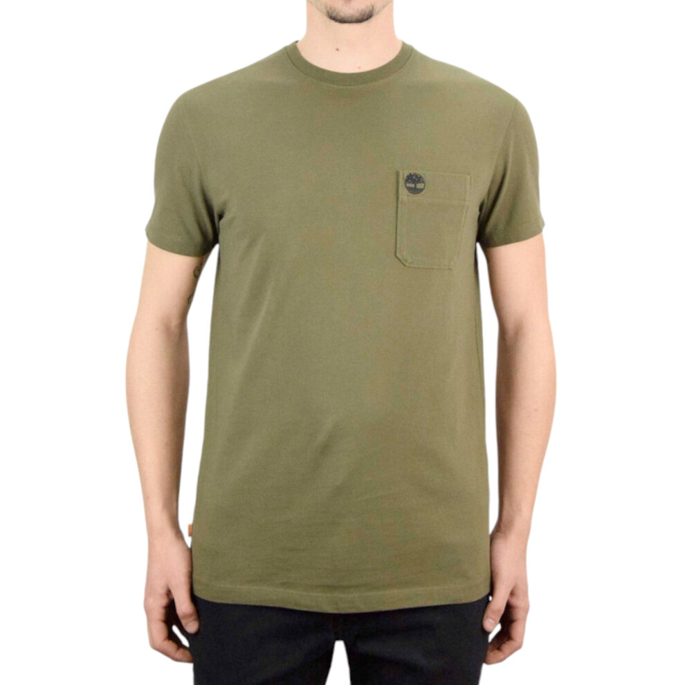 (Olive, S) TIMBERLAND Mens T Shirts Casual Summer Cotton Top