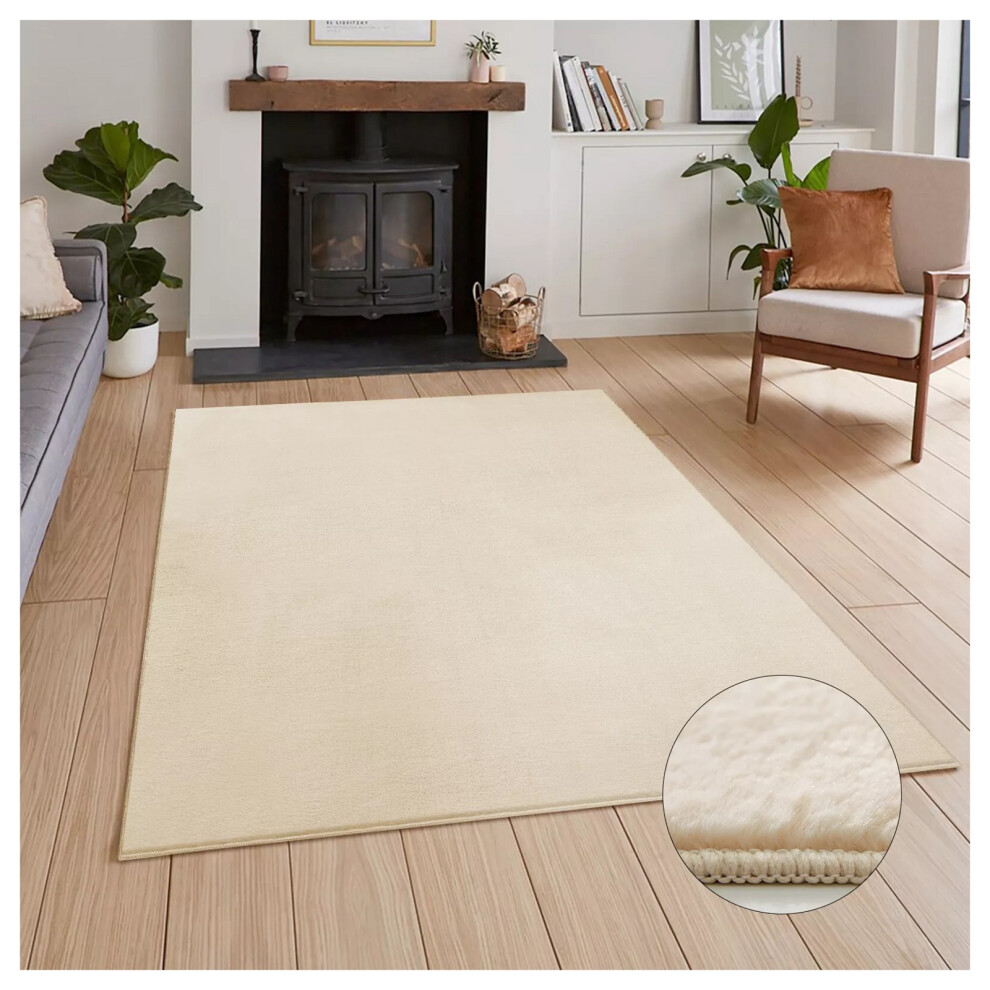 (120 cm x 170 cm (4ft x 5ft 8")- Area Rugs For Living Room Bedroom, Cream) Fluffy Rugs Living Room Bedroom Large Shaggy Rug