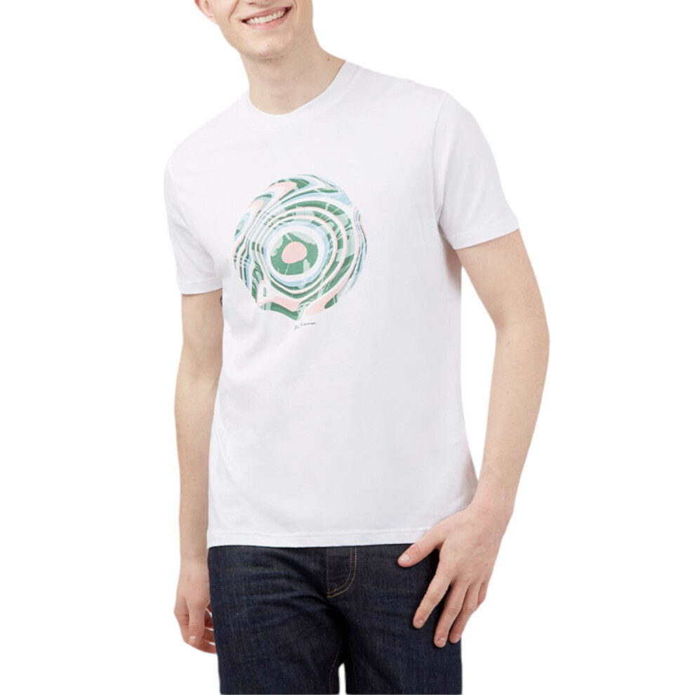 (White, XS) BEN SHERMAN 0067 Mens T Shirts Target Logo Tee