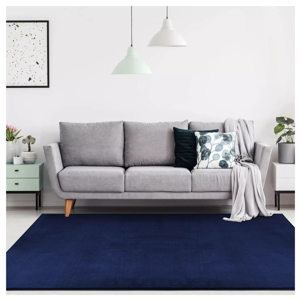 (60 cm x 110 cm (2ft x 3ft 7")- Door Mat/Bath Mat, Blue) Fluffy Rugs Living Room Bedroom Large Shaggy Rug