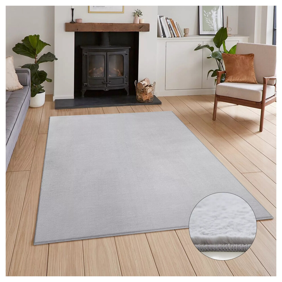 (120 cm x 170 cm (4ft x 5ft 8")- Area Rugs For Living Room Bedroom, Silver) Modern Fluffy Rugs Living Dining Room Bedroom Large Shaggy Rug Luxury Floor Carpet Runner Mat