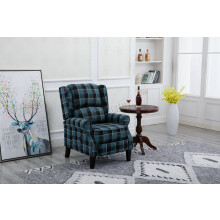(Blue Check) WestWood Vintage Armchair Sofa Recliner Lounge Fabric Tub Chair Seat Home FA01