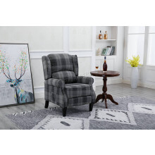 (Grey Check) WestWood Vintage Armchair Sofa Recliner Lounge Fabric Tub Chair Seat Home FA01