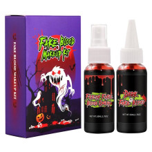 Halloween Fake Blood Makeup Spray 2X Makeup Blood Realistic Washable Scary Face Paint For Cosplay Dress Up Clothes Vampire