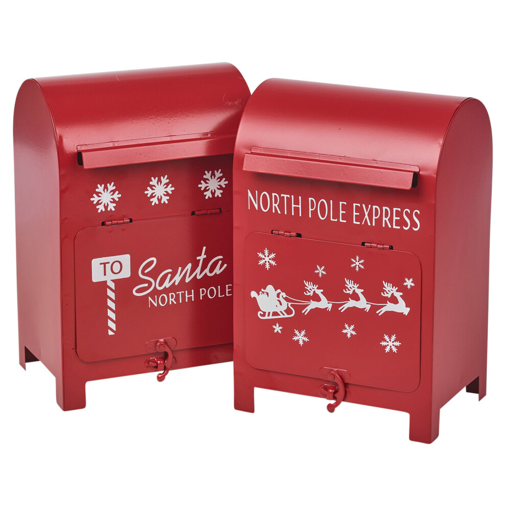 Urbn Living Red Christmas Xmas Metal Letter Mail Box Santa Arched Decorative Table Ornament