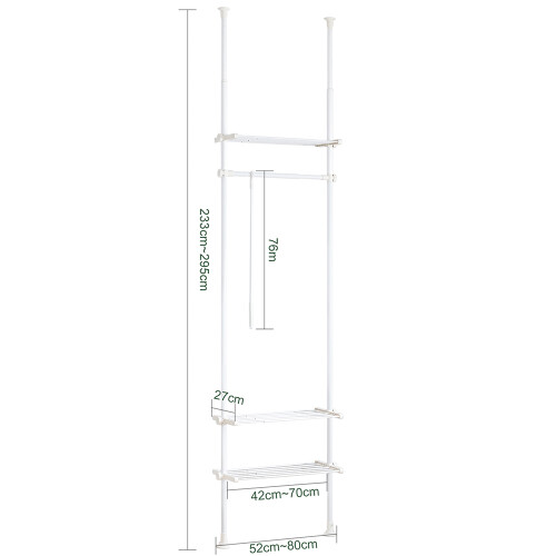 SoBuy KLS07-W, Adjustable Wardrobe Organiser Clothes Shelf System 2