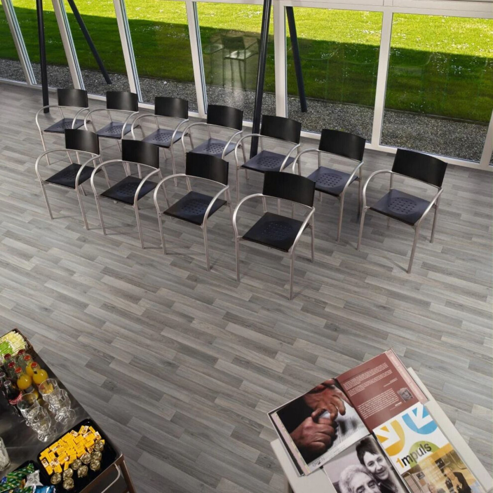 (4m(13'1") X 3m(9'9")-12m², Grey) Anti-Slip Vinyl Flooring For Kitchen, Bathroom, 2.8mm  Cushion Backed Vinyl Sheet