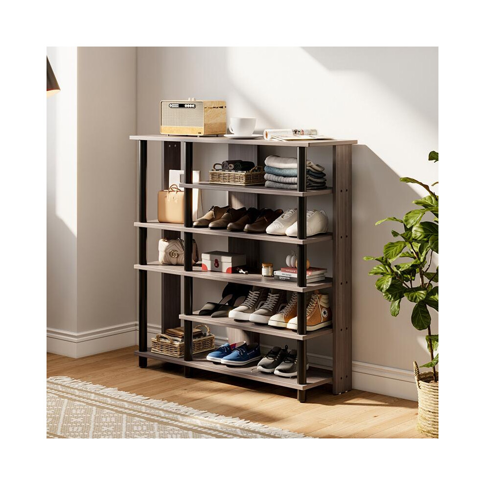 Grey Hallway Open-Style Wooden Shoe Rack&Display Shelf