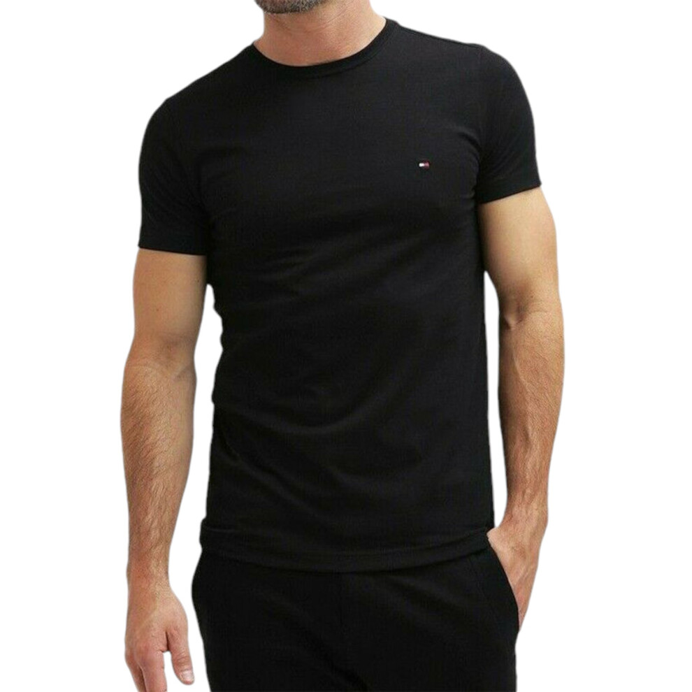 (Black, S) TOMMY HILFIGER Mens T Shirt Casual Summer Tee