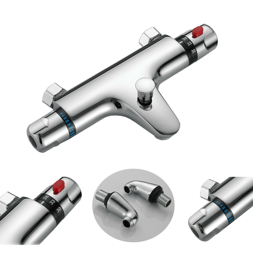 Thermostatic Bath Shower Mixer Taps Anti Scald Tap Chrome Modern Mixer Taps Deck Mounted