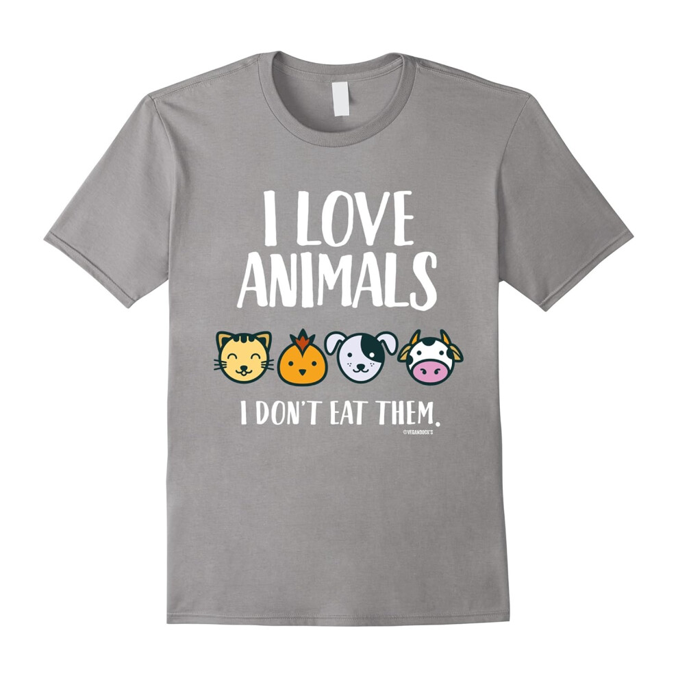 (XXL) I Love Animals T-Shirt for Vegans and Vegetarians-Father's Day