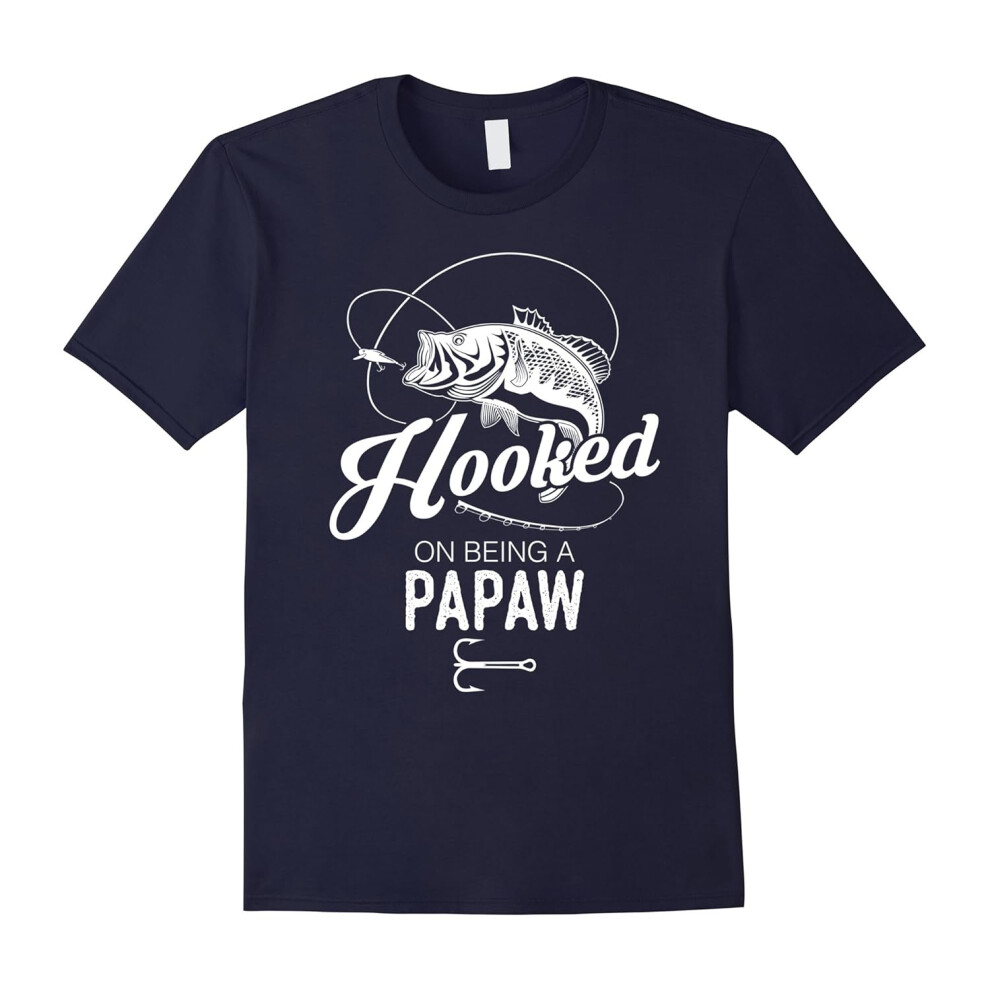 (M) Men's Hooked On Being A Papaw, Hooked On Being A Papaw T Shirt-Father's Day