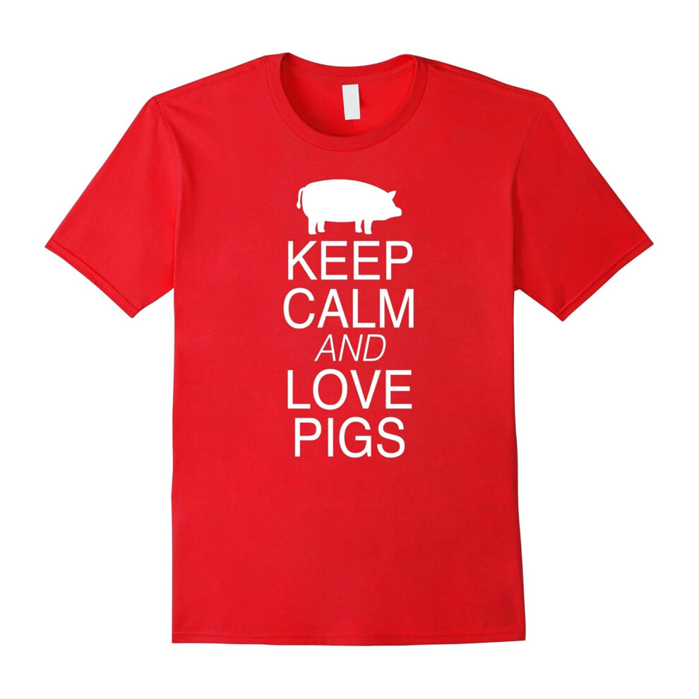 (XL) Keep Calm and Love Pigs T-Shirt Tee for Men Women & Kids-Father's Day