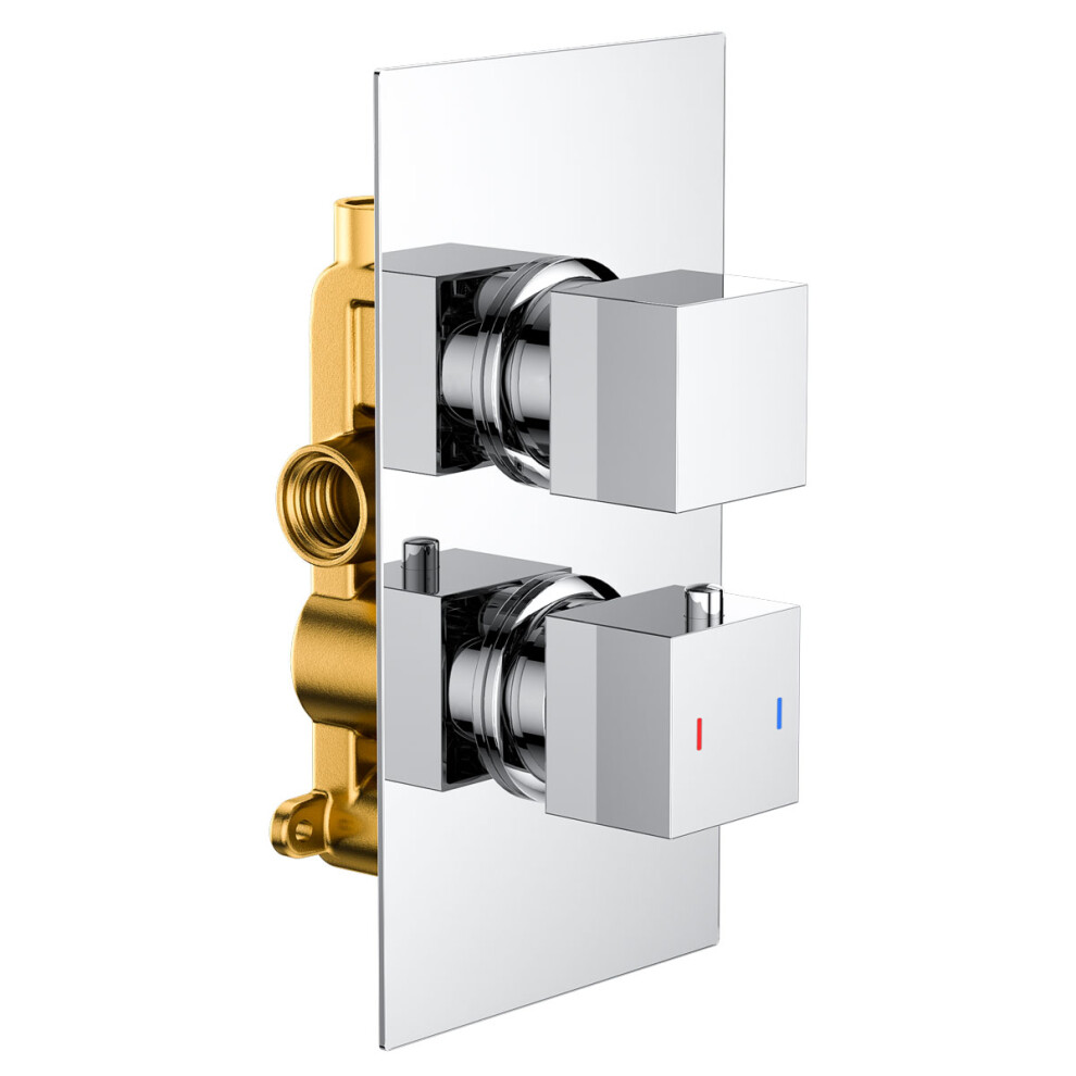 Concealed Thermostatic Shower Mixer Valve 1 Way Chrome Brass Square