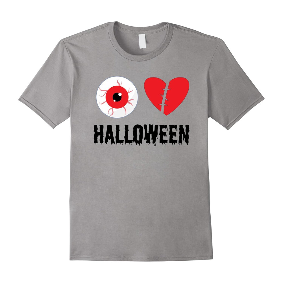 (L) I love Halloween T-Shirt Funny Scary Bat Eyeball Tee Shirt-Father's Day