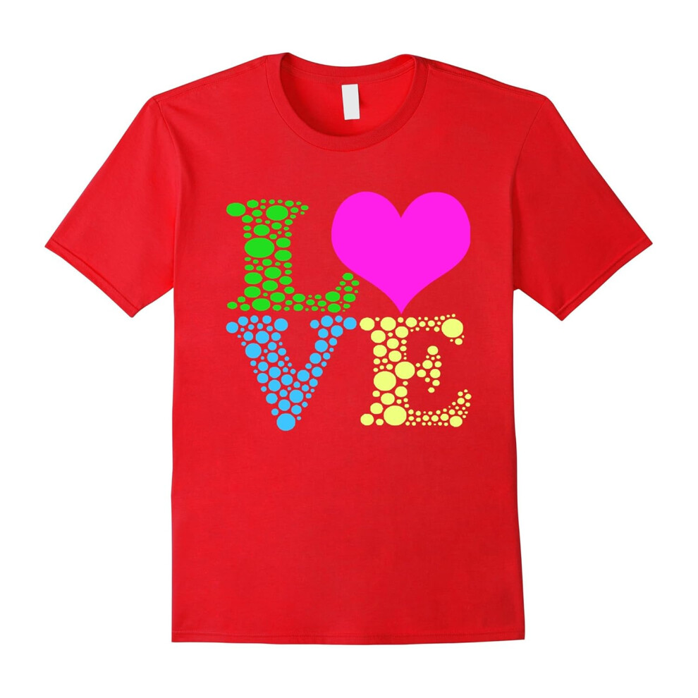 (M) Valentines Day Shirts For Girls LOVE Heart Women-Father's Day