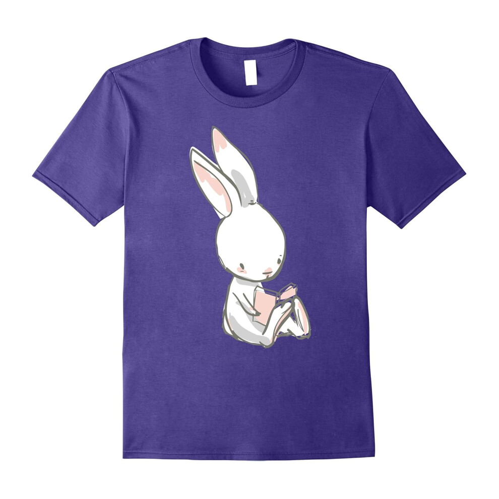 (XL) Cute Bunny Rabbit | Book Lover T-Shirt & Gift | Reading-Father's Day