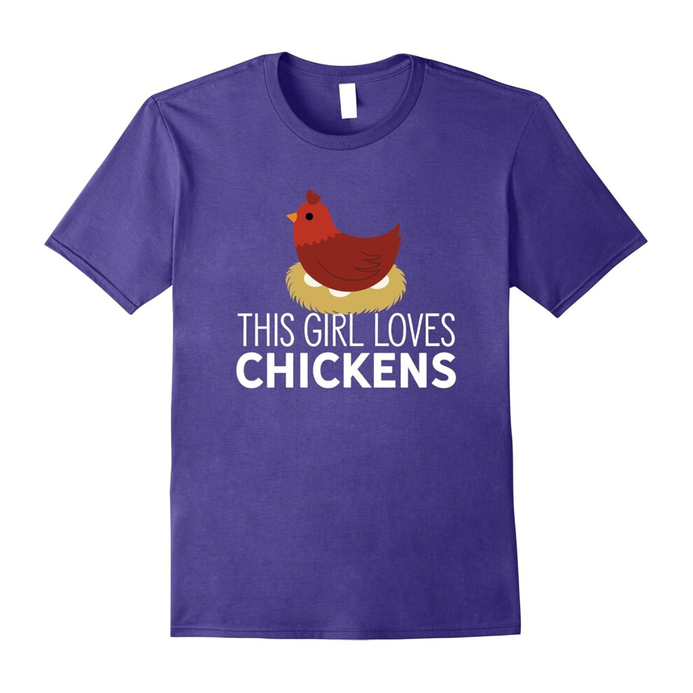 (XXXL) This Girl Loves Chicken Cute Farm Animals Farmer T-Shirt-Father's Day