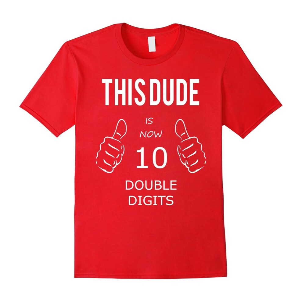 (S) 10 Year Old Boy Gifts Officially Double Digits Shirt-Father's Day