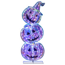 3.4 FT Light up Stacked Halloween Pumpkins Jack-O-Lantern Decorations