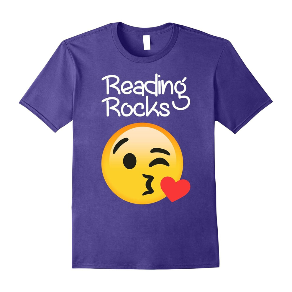 (XXXL) Reading Rocks Fun Teacher Reader emoji love T Shirt-Father's Day