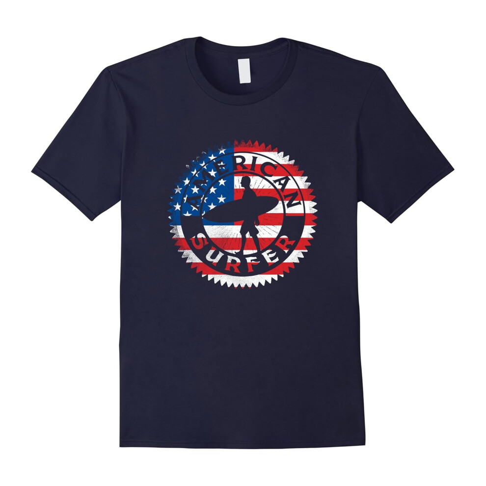 (S) American Surfer Shirt USA Flag Love Surfing Tee Surf Gifts-Father's Day