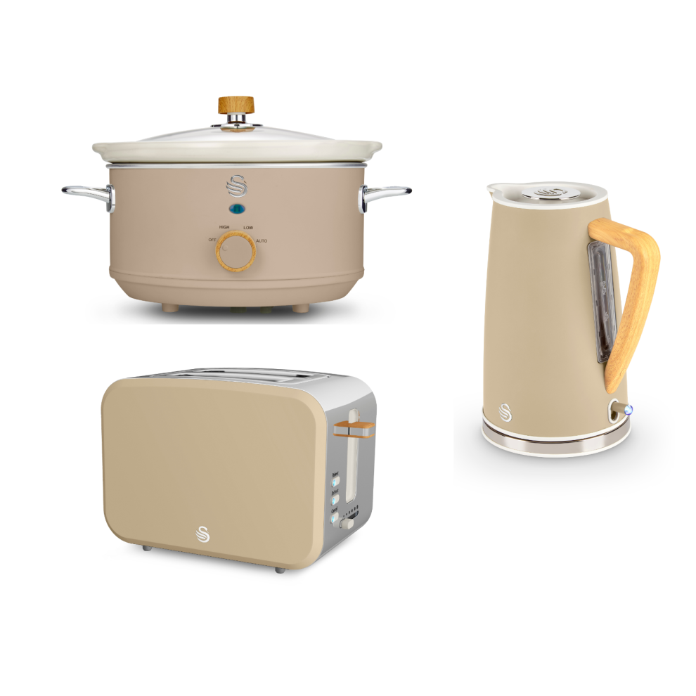 Swan Nordic Kettle 2 Slice Toaster & Slow Cooker in Oatmeal Colour