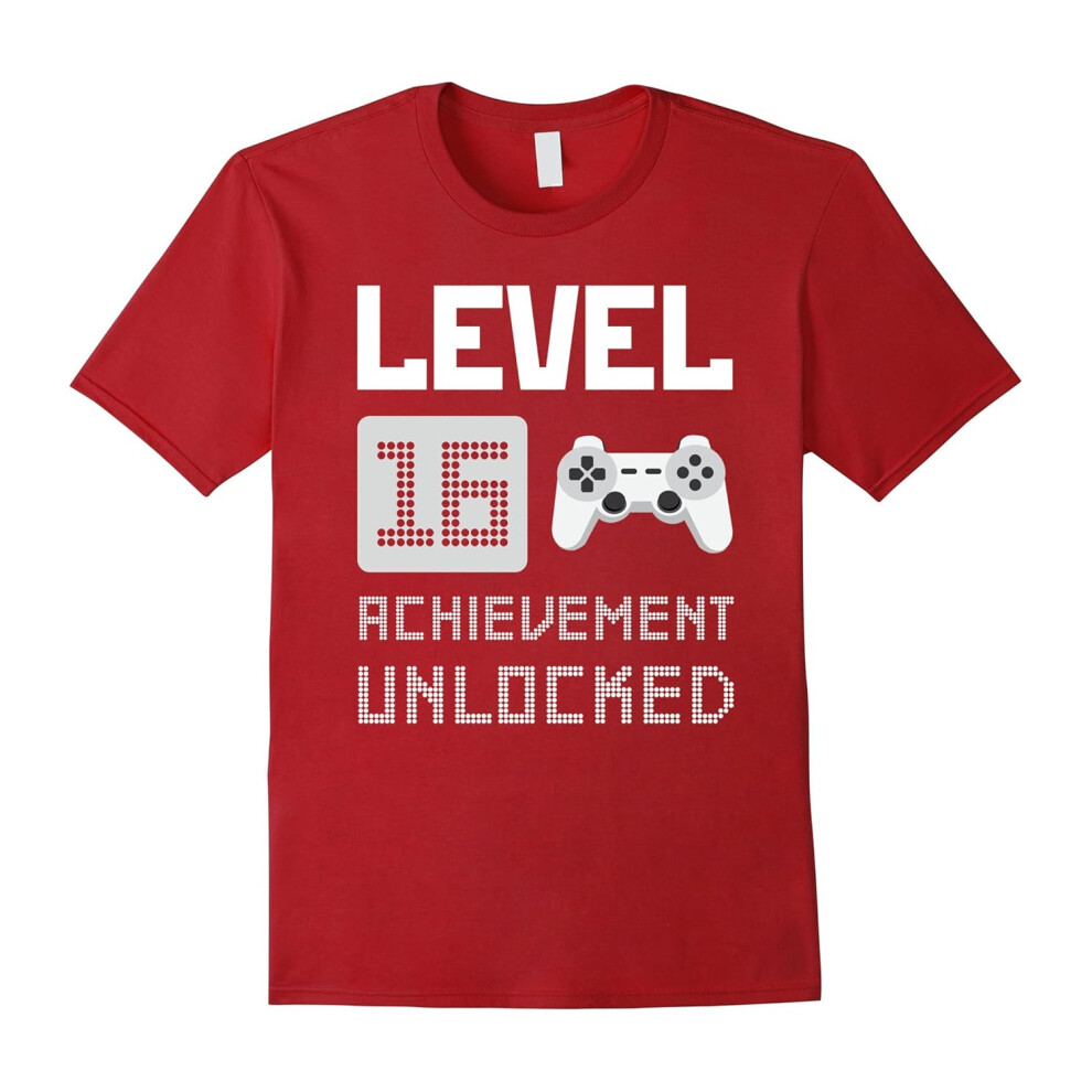 (L) Level 16 Achievement Unlocked Tee Shirt Gifts 16th Birthday-Father's Day