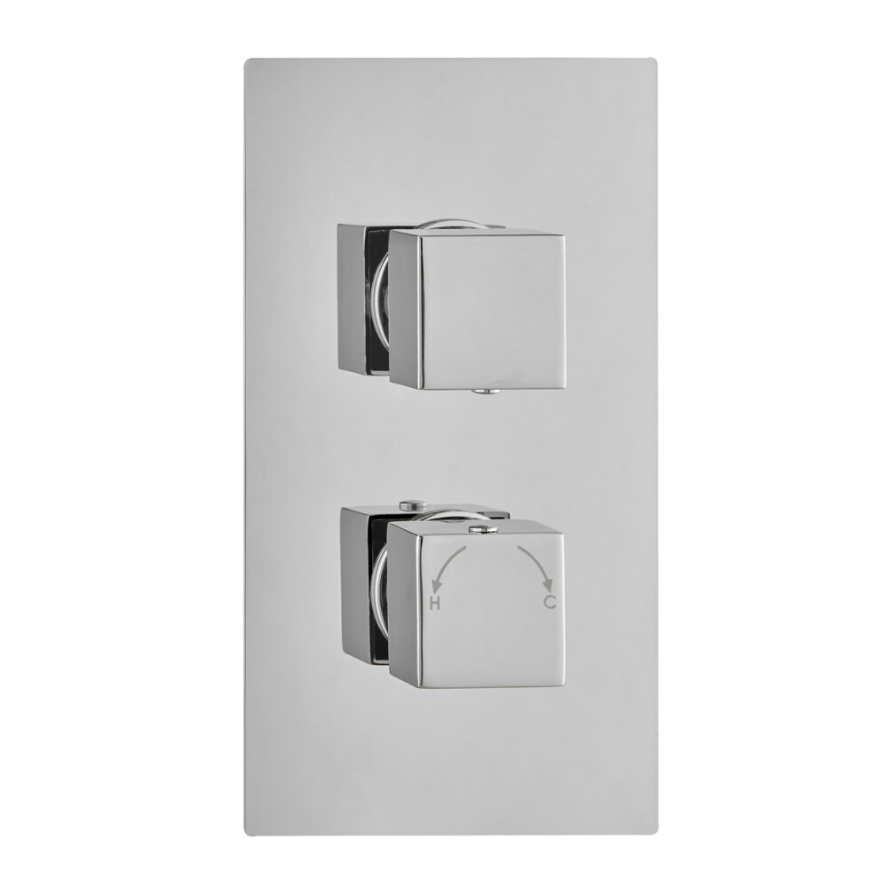 Concealed Thermostatic Valve Shower Mixer 2 Way Square Handles Chrome