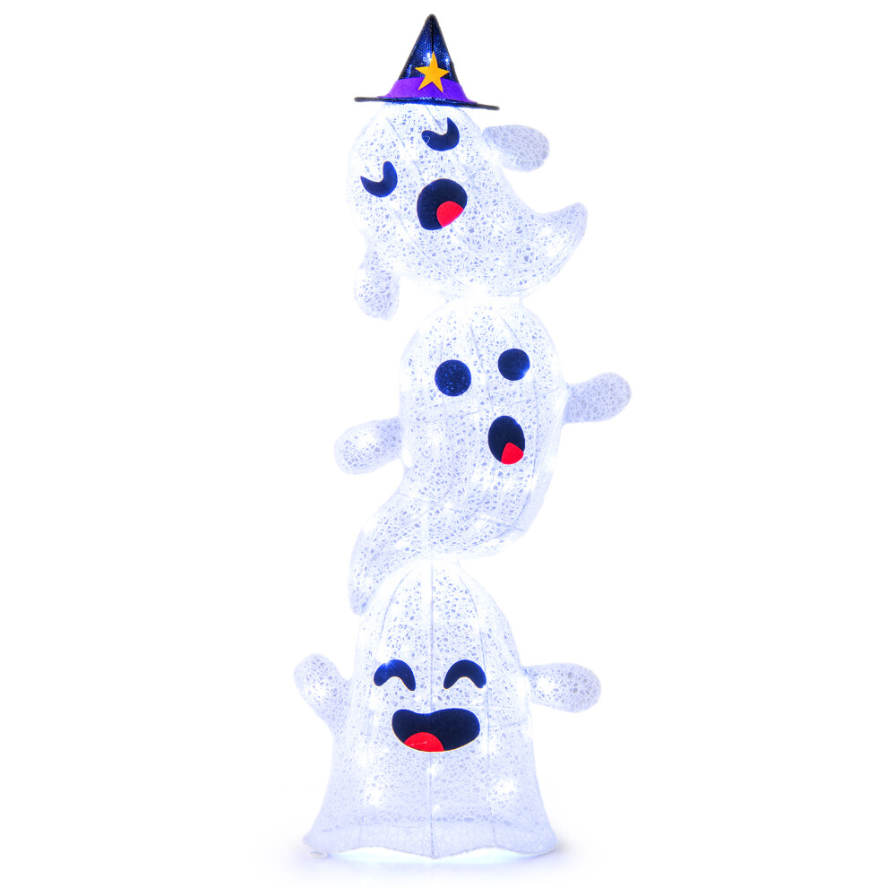 4 FT Lighted Stacked Ghosts Halloween Decoration for Indoor/Outdoor