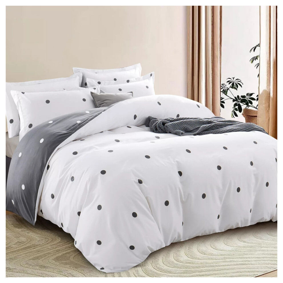 (Dotted- White Bedding Sets) Reversible Duvet Cover Quilt King Size Bedding Sets