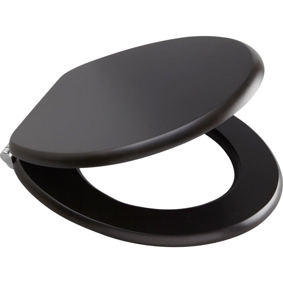 (Black, Normal Closing) Hampton&Stewart 18" MDF UNIVERSAL BATHROOM WC TOILET SEAT