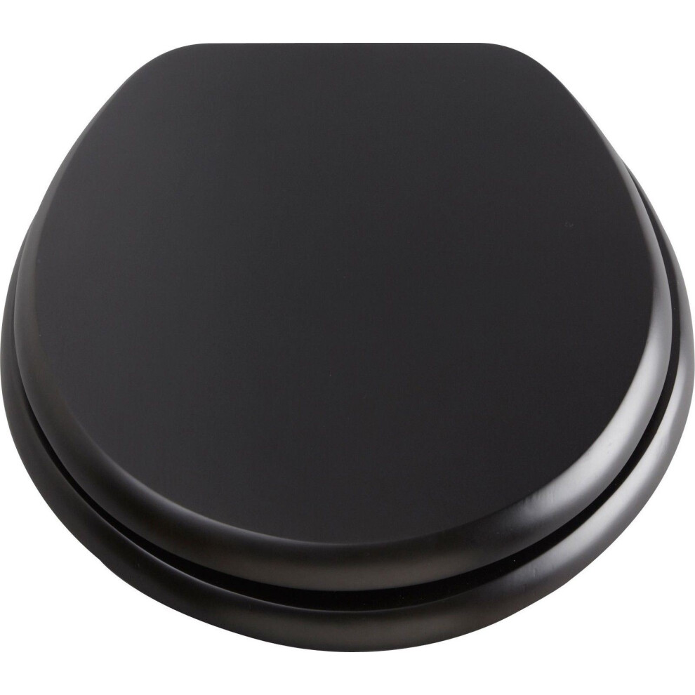 (Black, Soft Closing) Hampton&Stewart 18" MDF UNIVERSAL BATHROOM WC TOILET SEAT