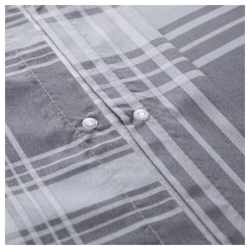 (Check- Grey Bedding Sets) Reversible Duvet Cover Quilt King Size Bedding Sets 2