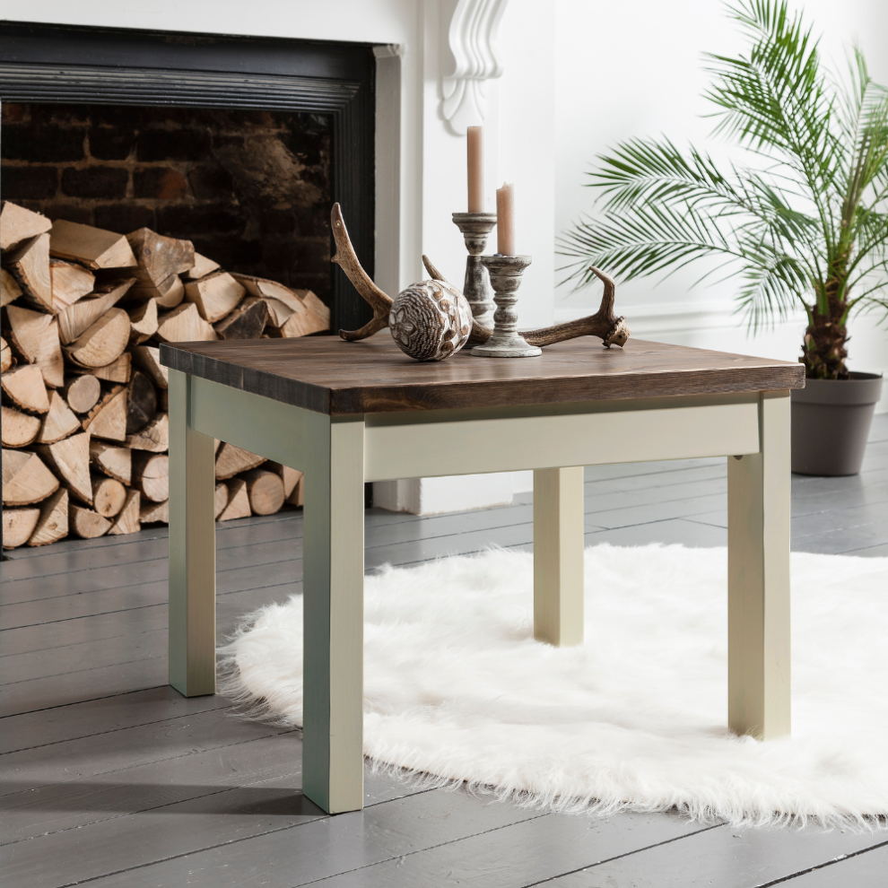 (Coffee Table Canterbury Square in Grey and Dark Pine	) Canterbury Large Coffee Table