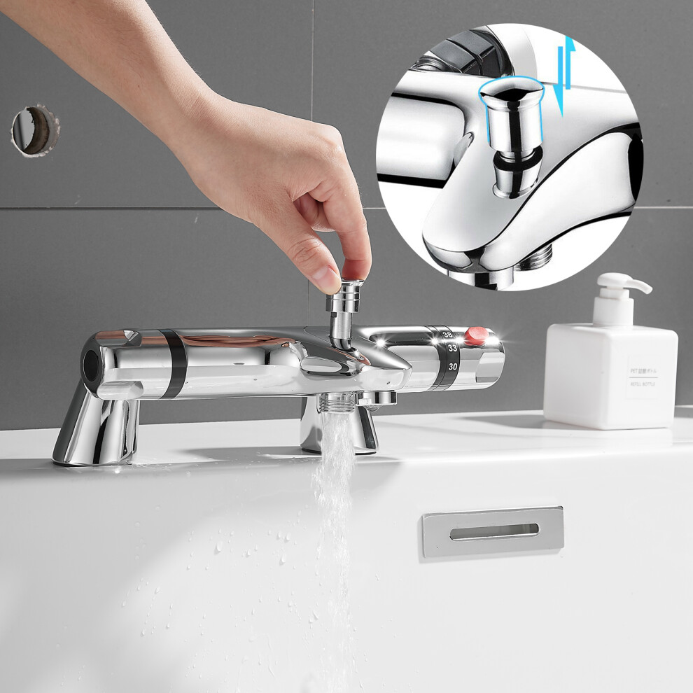 Thermostatic Shower Mixer, Thermostatic Valve Bar with Tap for Shower, Deck Mounted, Solid Brass, Anti-Scald Device,