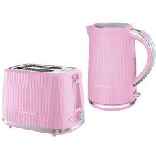 Russell Hobbs Eden Raspberry Pink Kettle & 2-Slice Toaster Set - 1.7L Kettle, 6-Setting Toaster, Matching Kitchen Duo