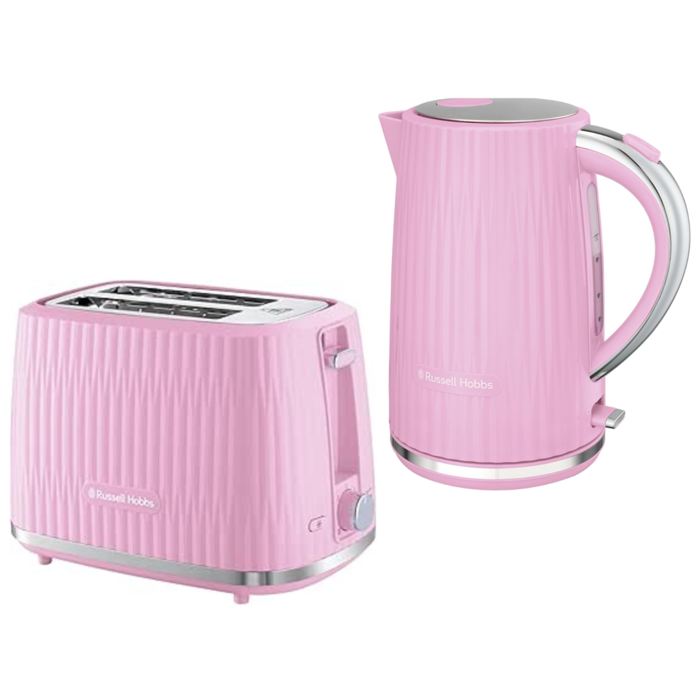 Russell Hobbs Eden Raspberry Pink Kettle & 2-Slice Toaster Set - 1.7L Kettle, 6-Setting Toaster, Matching Kitchen Duo-image-OPC-PFH8JJJ-NEW