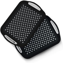 Essen 2Pack Serving Tray Set Non-Slip Lap Boards with Grip Handles, Black