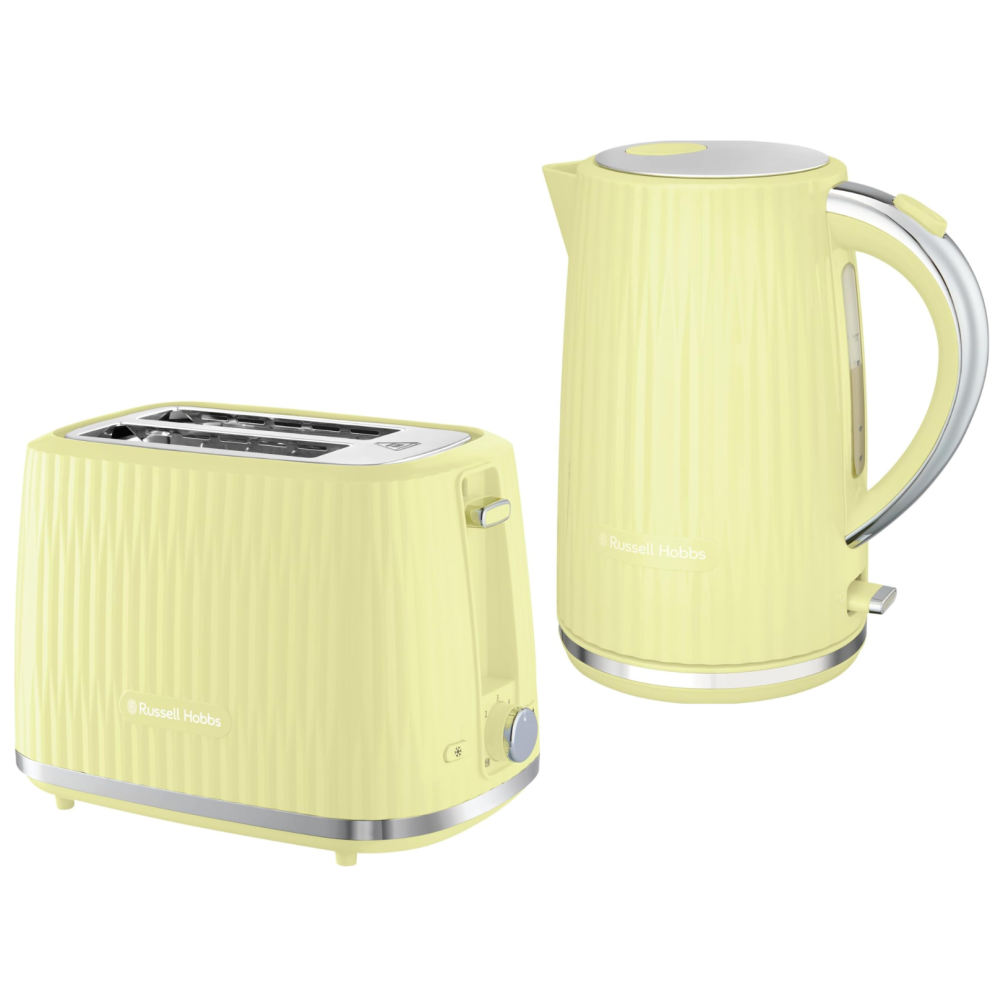 Russell Hobbs Eden Lemon Yellow Kettle & 2 Slice Toaster Matching Set