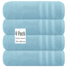 (Sky Blue) 4 X Luxury Bath Towels 100% Egyptian Cotton Large Size Big Bathroom Towels Set