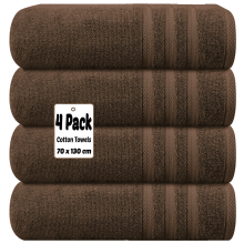 (Chocolate) 4 X Luxury Bath Towels 100% Egyptian Cotton Large Size Big Bathroom Towels Set