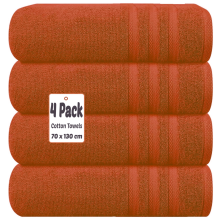 (Orange) 4 X Luxury Bath Towels 100% Egyptian Cotton Large Size Big Bathroom Towels Set