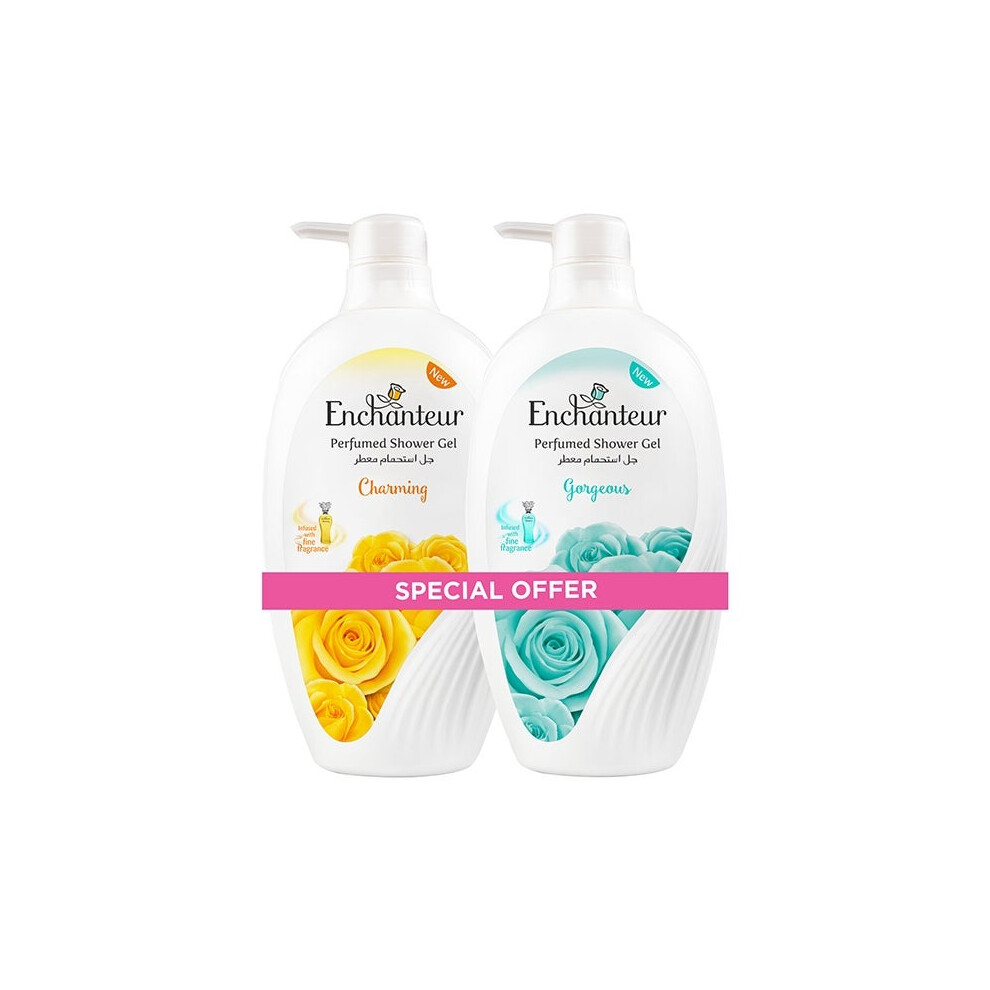 Enchanteur Perfumed Shower Gel Charming & Gorgeous 550ml Pack of 2 | Body Wash For Men & Women | Gentle Cleanser
