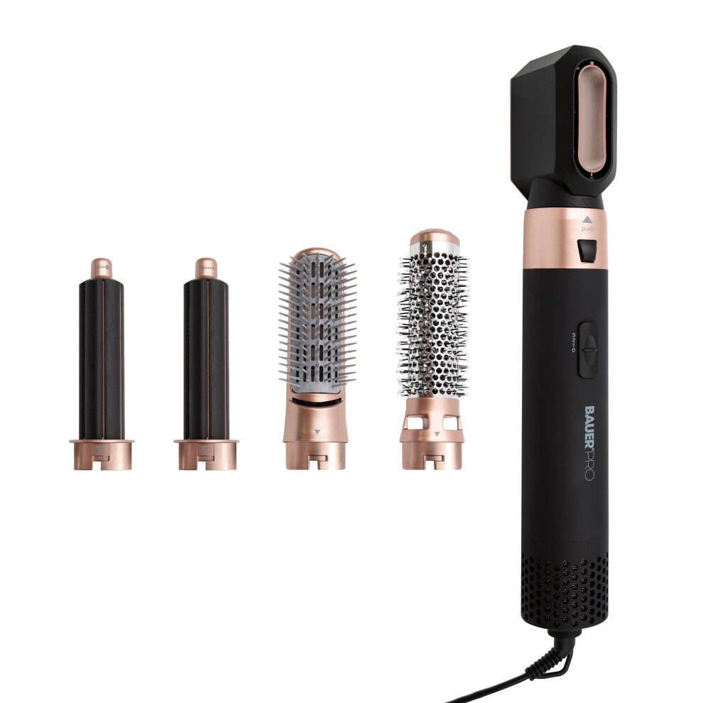 Bauer 5-In-1 Hair Styler 38879: Curl, Straighten, Volumize, Smooth & Dry; 800-1000W, 3 Heat, 2M Rotating Cord
