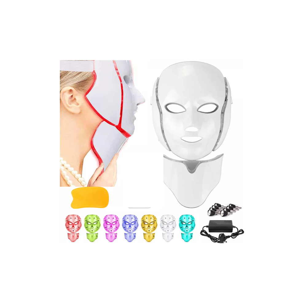 Light 7 Led Photon Therapy Face Neck Mask Rejuvenation Skin Wrinkles